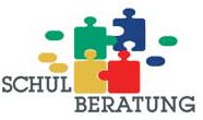 Bunte Puzzleteile und Schriftzug Schulberatung in Grafik